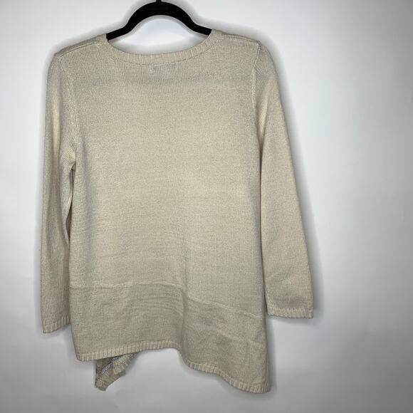 Spense Knits Cream Silver Asymmetric Sweater Sz Medium - Picture 6 of 9